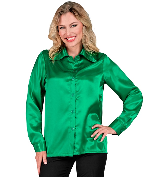 "CHEMISE DISCO ANNEES 70 VERT" satin