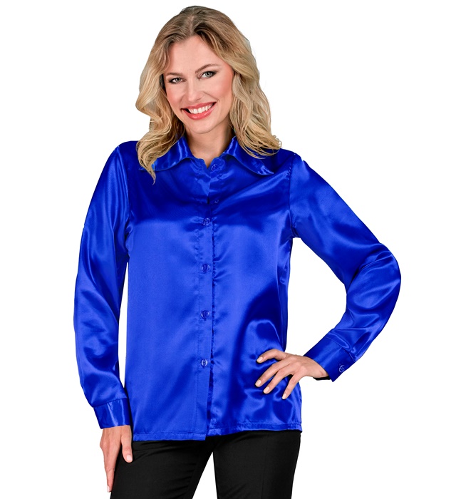 "CHEMISE DISCO ANNEES 70 BLEU" satin