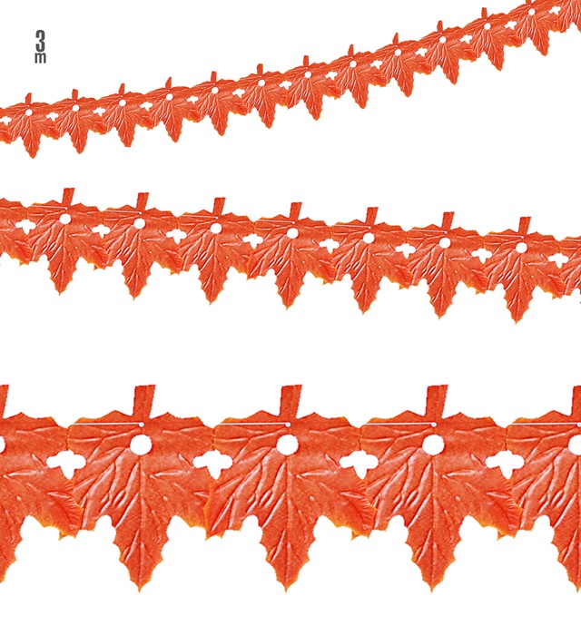 "GUIRLANDE FEUILLE" 3 m - en polyester - à utiliser à l'extérieur aussi