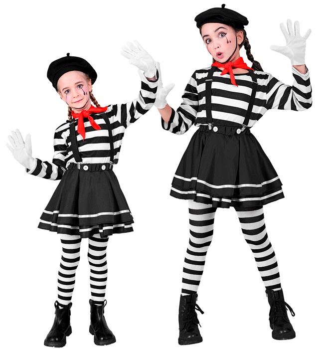 "MIME" (chemise, jupe, bretelles, écharpe, gants, chapeau)