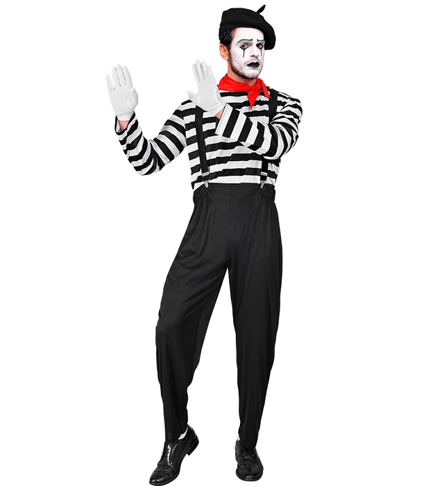 "MIME" (chemise, pantalon, bretelles, écharpes, gants, chapeau)