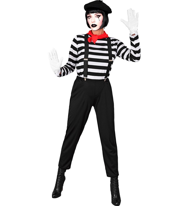 "MIME" (chemise, pantalon, bretelles, écharpes, gants, chapeau)