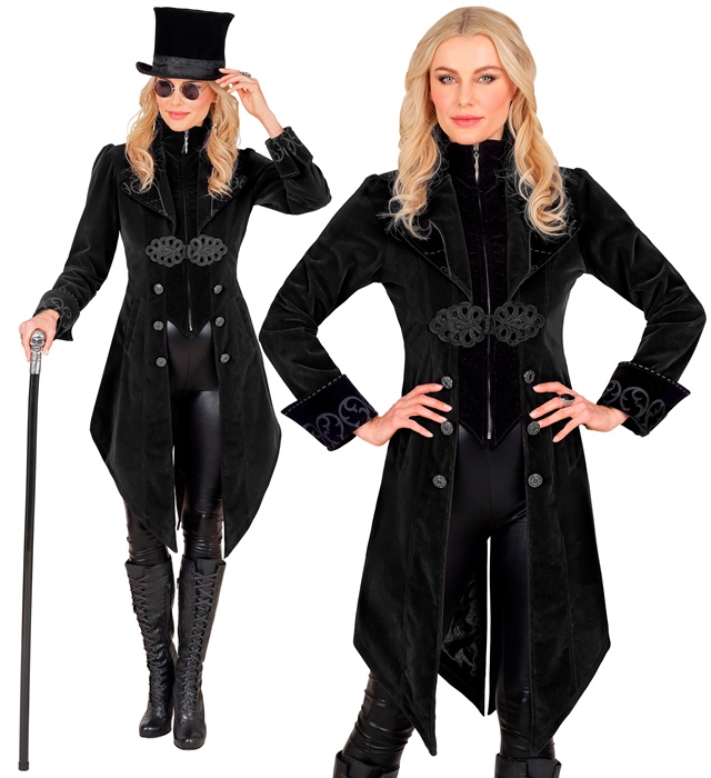 [22509] "MANTEAU GOTHIQUE NOIRE EN VELOURS" (XS)