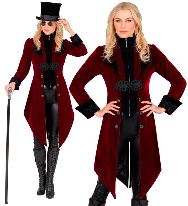 [22519] "MANTEAU GOTHIQUE BORDEAUX EN VELOURS" (XS)