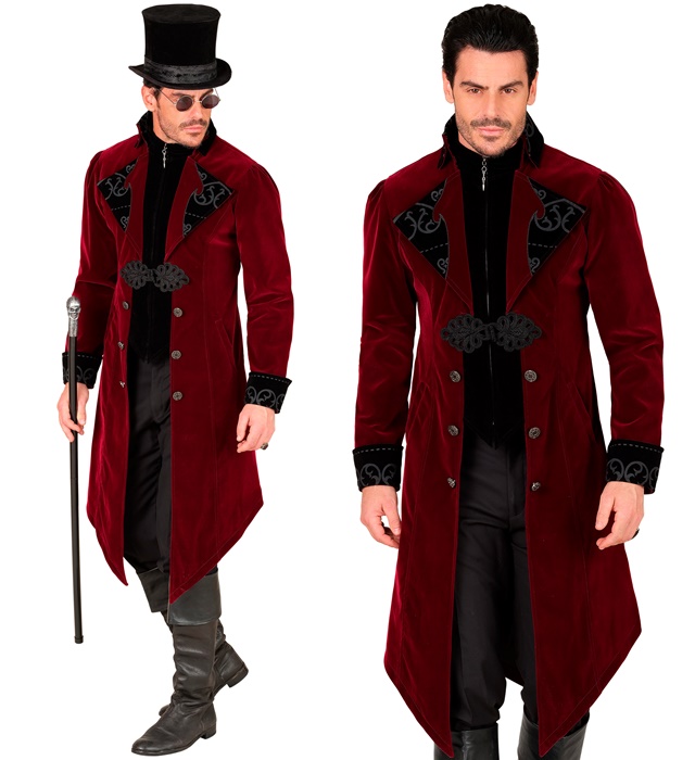 "MANTEAU GOTHIQUE BORDEAUX EN VELOURS"