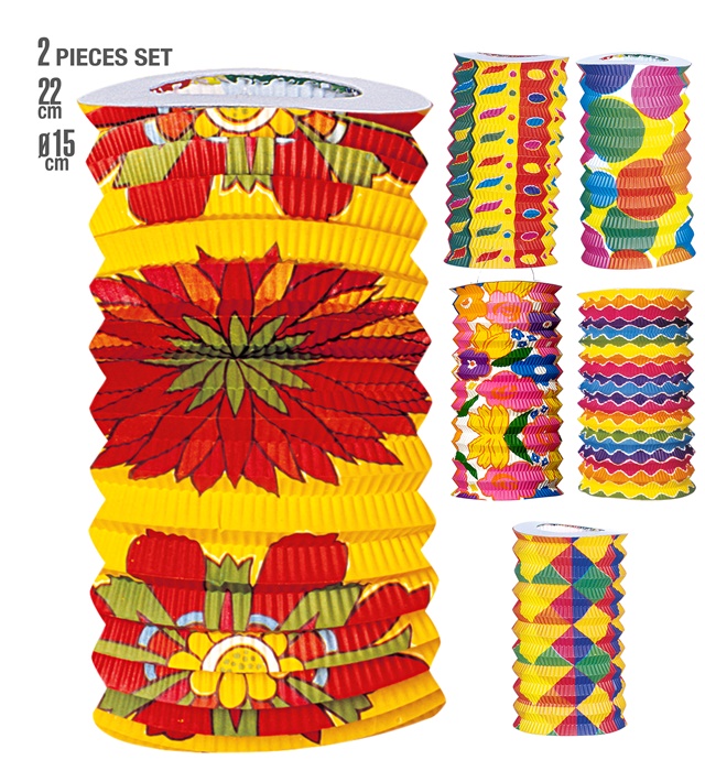 [2270L] Set de "2 LANTERNES DECOREES" Ø 15 cm - H 22 cm - en 6 modèles assorties