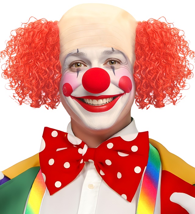 "COIFFE CLOWN DE LUXE AVEC CHEVEUXFRISES ROUGE"