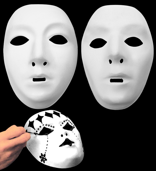 [2337B] "MASQUE BLANC A PEINDRE" plastique- 2 styles ass.