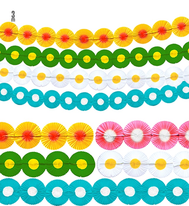 "GUIRLANDES MAXI FLEURS" 3 m - en 5 couleurs assorties