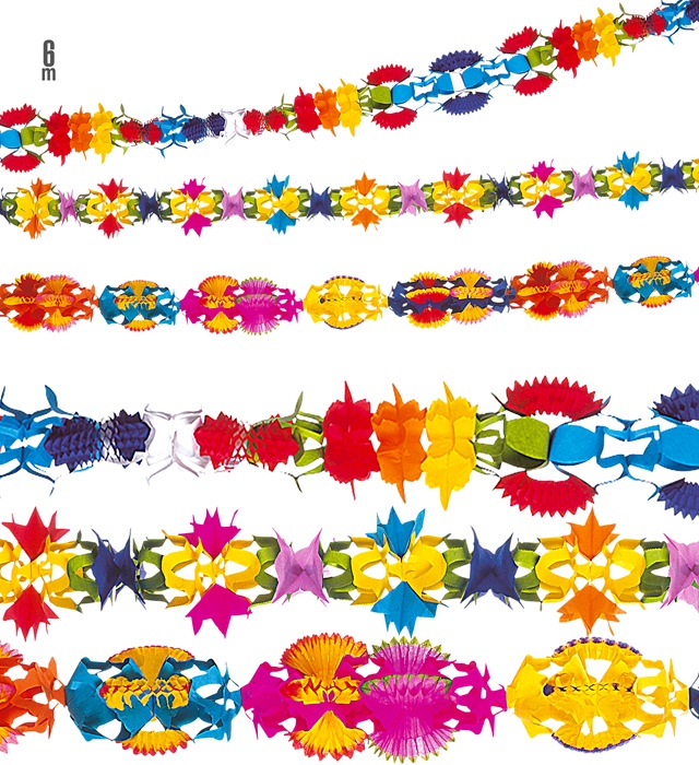 [2354S] "GUIRLANDE PAPIER DECOREE LUXE" 6 m - en 3 modèles assorties