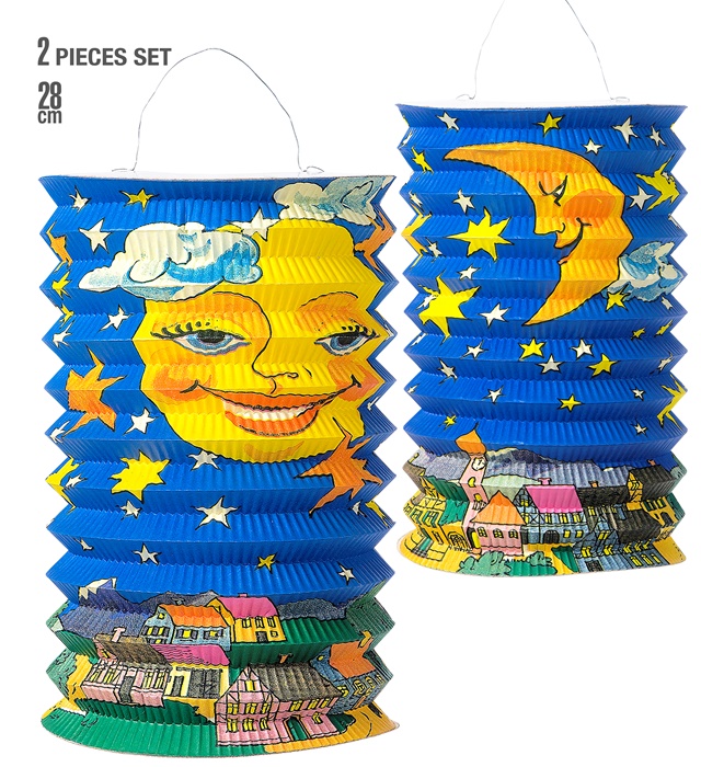 Set de "2 LANTERNES LUNE SAINT-MARTIN / RIFICOLONA" H 28 cm - en 2 modèles assorties