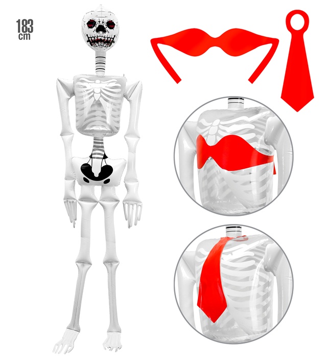 [2383S] "SQUELETTE GONFLABLE" avec cravateet soutien-gorge - 1,83 m
