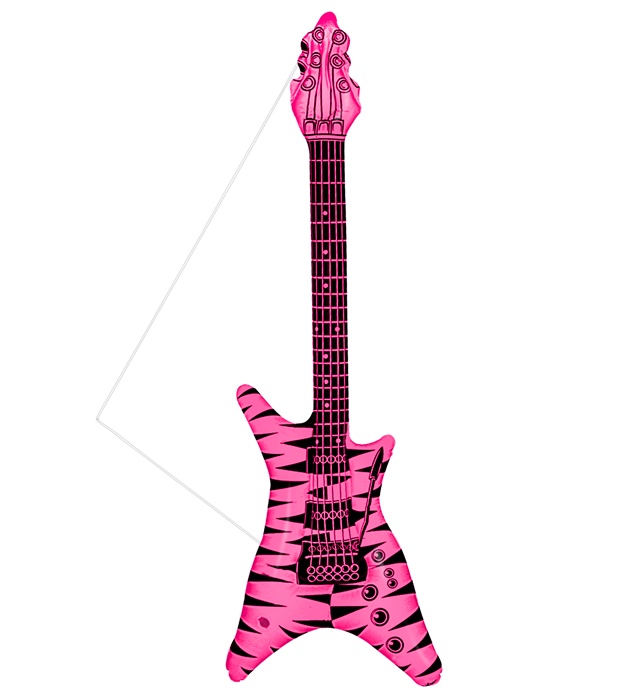 "GUITARE GONFLABLE ROCK" rose et noire avec bandoulière - 95cm