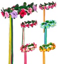 "DIADEME A FLEURS AVEC RUBANS MULTICOLORES" 6 styles ass.