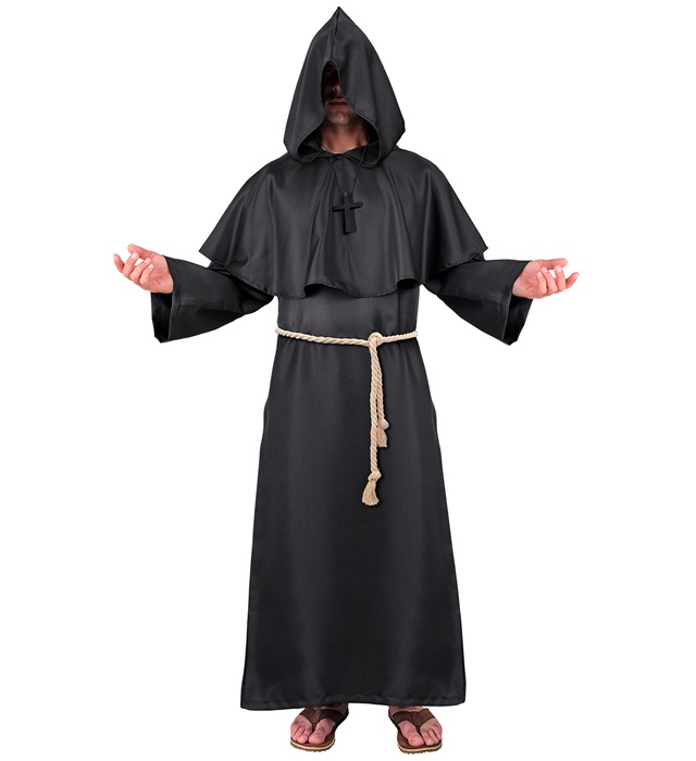 [24360] "MOINE SOMBRE" robe, capuche, ceinture, collier en croix) (XXL)