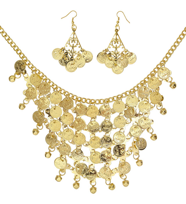 "COLLIER ET BOUCLES D'OREILLES PIECES DE MONNAIE OR"