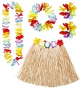 "SET HAWAIEN" (jupe hula avec ceinture de fleurs, collier, couronne, 2 bracelets)