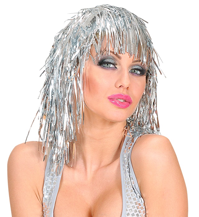 "PERRUQUE ARGENT SCINTILLANT" en sachet