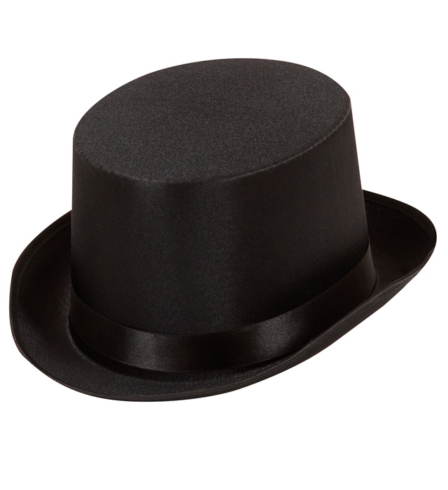 [2485T] "CHAPEAU HAUT DE FORME NOIT EN SATIN" 12 cm