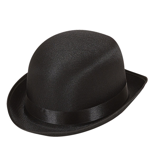 [2486E] "CHAPEAU MELON NOIR EN SATIN"