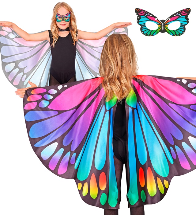 "AILES PAPILLON  ET MASQUE VIOLET/ROSE (ailes 100x70cm)