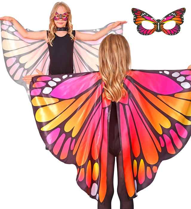 "AILES PAPILLON  ET MASQUE ROSE/OCRE (ailes 100x70cm)