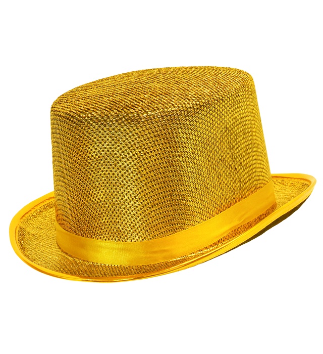 [2495L] "CHAPEAU HAUT DE FORME DORE EN LUREX" 10 cm