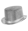 "CHAPEAU HAUT DE FORME ARGENTE EN LUREX" 10 cm