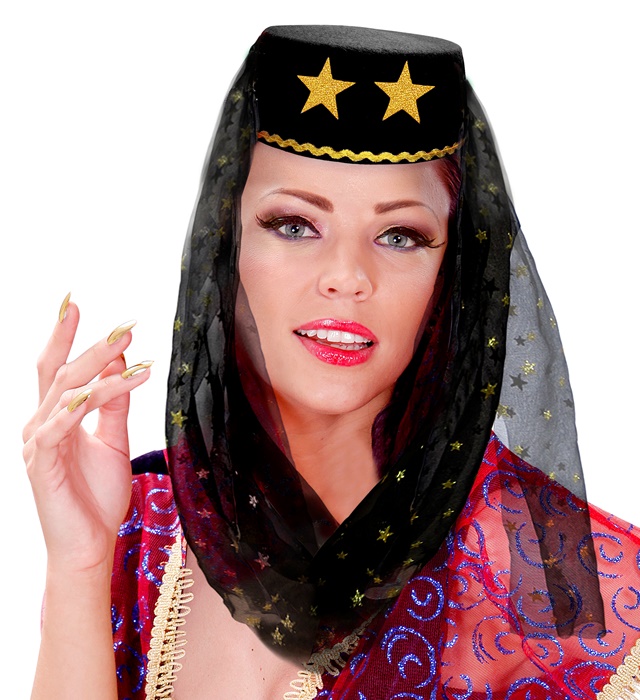 "CHAPEAU DE HAREM AVEC VOILE" - couleur noire