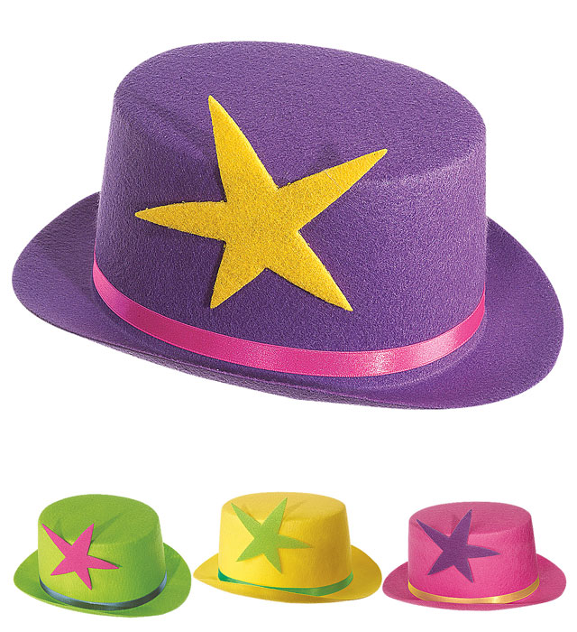 "CHAPEAU HAUT DE FORME AVEC ETOILE" - 4 coul. Ass.