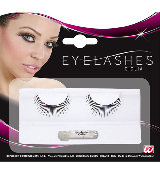 [2565A] "FAUX CILS LONGS ET COURTS NOIRS" avec tube de colle