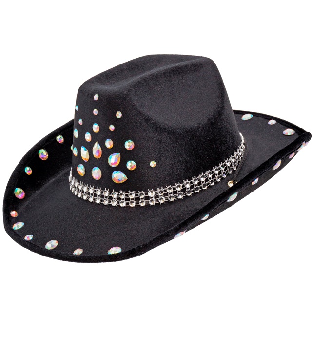 "CHAPEAU DE COW BOY DIAMANTS NOIRS"
