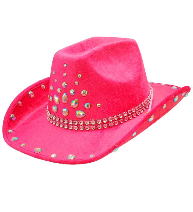 [25698] "CHAPEAU DE COW BOY DIAMANTS ROSES"