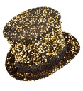 "CHAPEAU HAUT DE FORME SATIN NOIR/OR" 18 cm