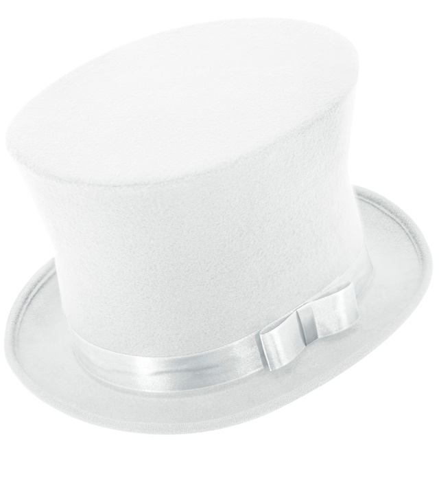 "HAUT-DE-FORME BLANC EN FEUTRE EFFET LAINE" 16 cm