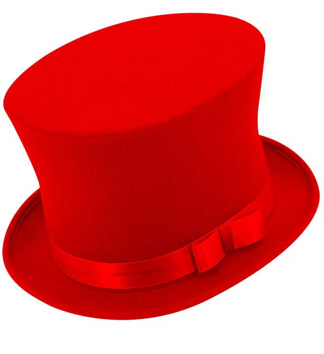 "HAUT-DE-FORME ROUGE EN FEUTRE EFFET LAINE" 16 cm