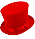 "HAUT-DE-FORME ROUGE EN FEUTRE EFFET LAINE" 16 cm