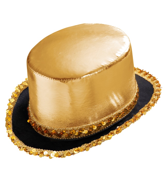 [2586G] "HAUT-DE-FORME LAME OR AVEC BORDURE EN PAILLETTES" 11 cm