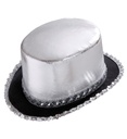 "HAUT-DE-FORME LAME ARGENT AVEC BORDURE EN PAILLETTES" 11 cm