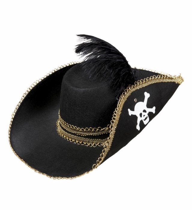 [2591L] "CHAPEAU DE PIRATE AVEC CRANE ET PLUME"