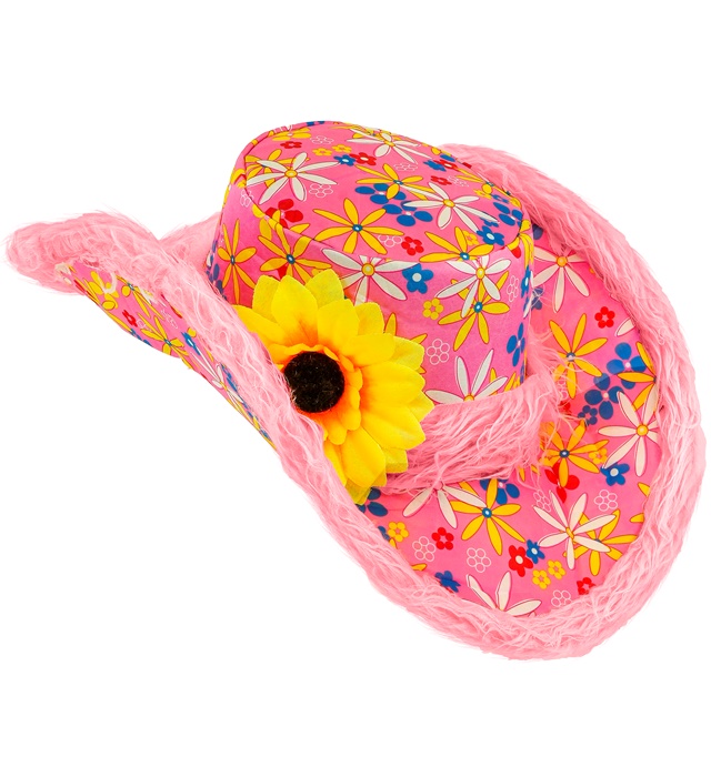 "CHAPEAU IBIZA AVEC BORDURE PELUCHE ET TOURNESOL" rose