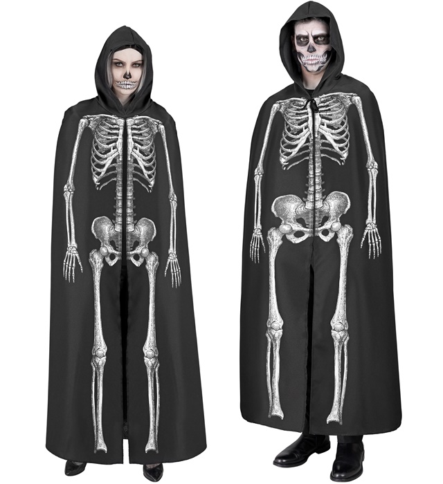 "CAPE AVEC CAPUCHE SQUELETTE" 145 cm