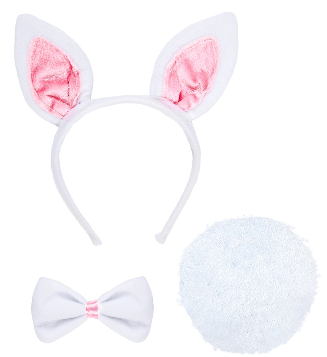 Set de "LAPIN" oreilles, noeud papillon, queue