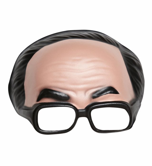 "MASQUE SANS MENTON AVEC CHEVEUX NOIRS ET LUNETTES"
