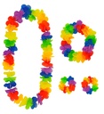 "SET HAWAÏEN COULEUR ARC EN CIEL" (collier, couronne, 2 bracelets)