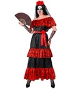 "FEMME FETE DES MORTS" (robe, ceinture rose, mitaines, voile avec fleurs)