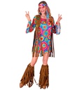 "HIPPIE" (robe, gilet, bandeau, collier avec symbole de la paix)