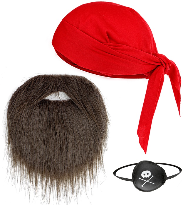 [2789V] Set de "PIRATE" bandeau, cache-oeil, barbe et moustache