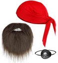 Set de "PIRATE" bandeau, cache-oeil, barbe et moustache