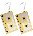 "BOUCLES D'OREILLES CASSETTE AUDIO ANNEES 80"